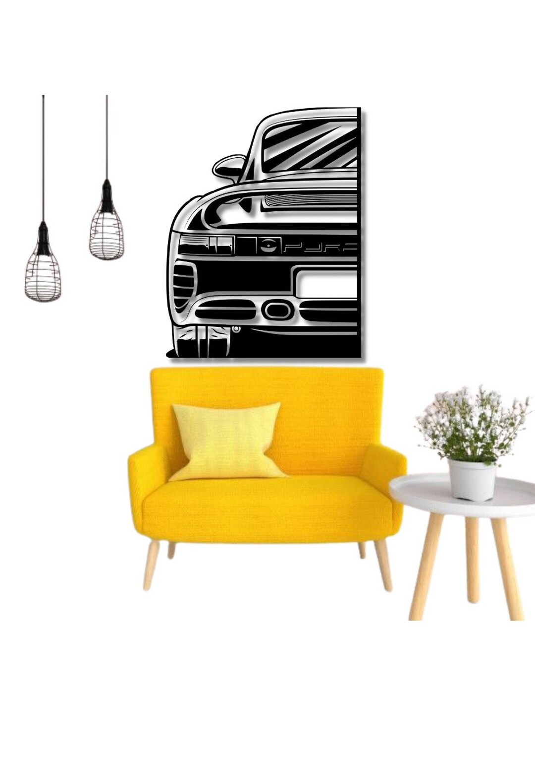 Metal Car Detailed Silhouette Metal Wall Artcar wall Etsy