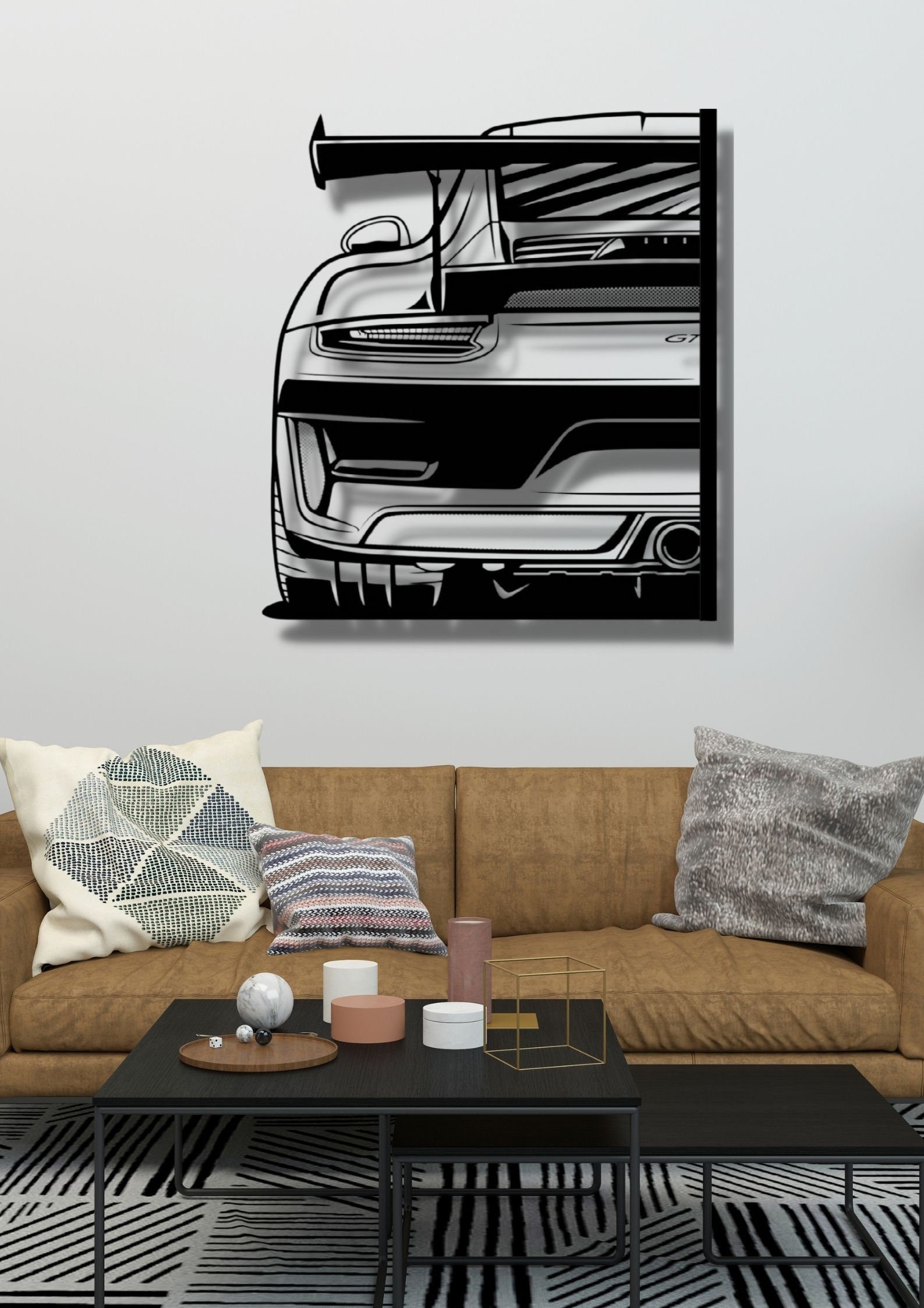 GT3 Detailed Silhouette Metal Wall Art,car ,wall Art,custom Car Wall Art,gardening Gift,wall