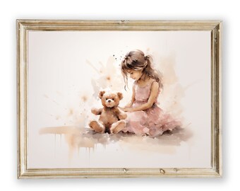 Pequeña bailarina niña pared arte impresión digital, decoración de la guardería de la habitación de la niña, arte de la pared para las niñas, arte de la pared del ballet, regalo del baby shower