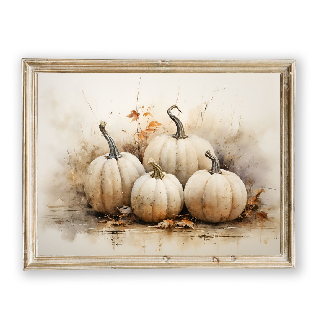 PRINTABLE Fall Pumpkin Wall Art, Printable Pumpkin Still Life Vintage ...