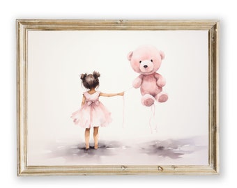 Pequeña bailarina niña pared arte impresión digital, decoración de la guardería de la habitación de la niña, arte de la pared para las niñas, arte de la pared del ballet, regalo del baby shower