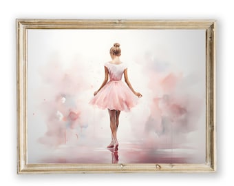 Young Ballerina Girl Wall Art Digital Print, Girl's Room Decor, Wall Art for Girls, Ballet Wall Art, Baby Shower Gift, Ballet Studio Art