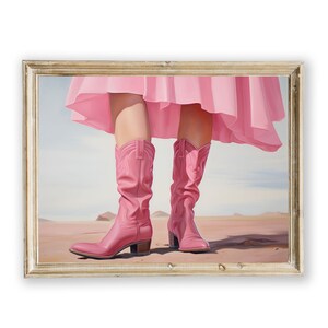 Pink Cowgirl Boots Wall Art Print, Colorful Watercolor Cowgirl Print, Western Themed Digital Art, Cowgirl Gift, Country Cowgirl Present