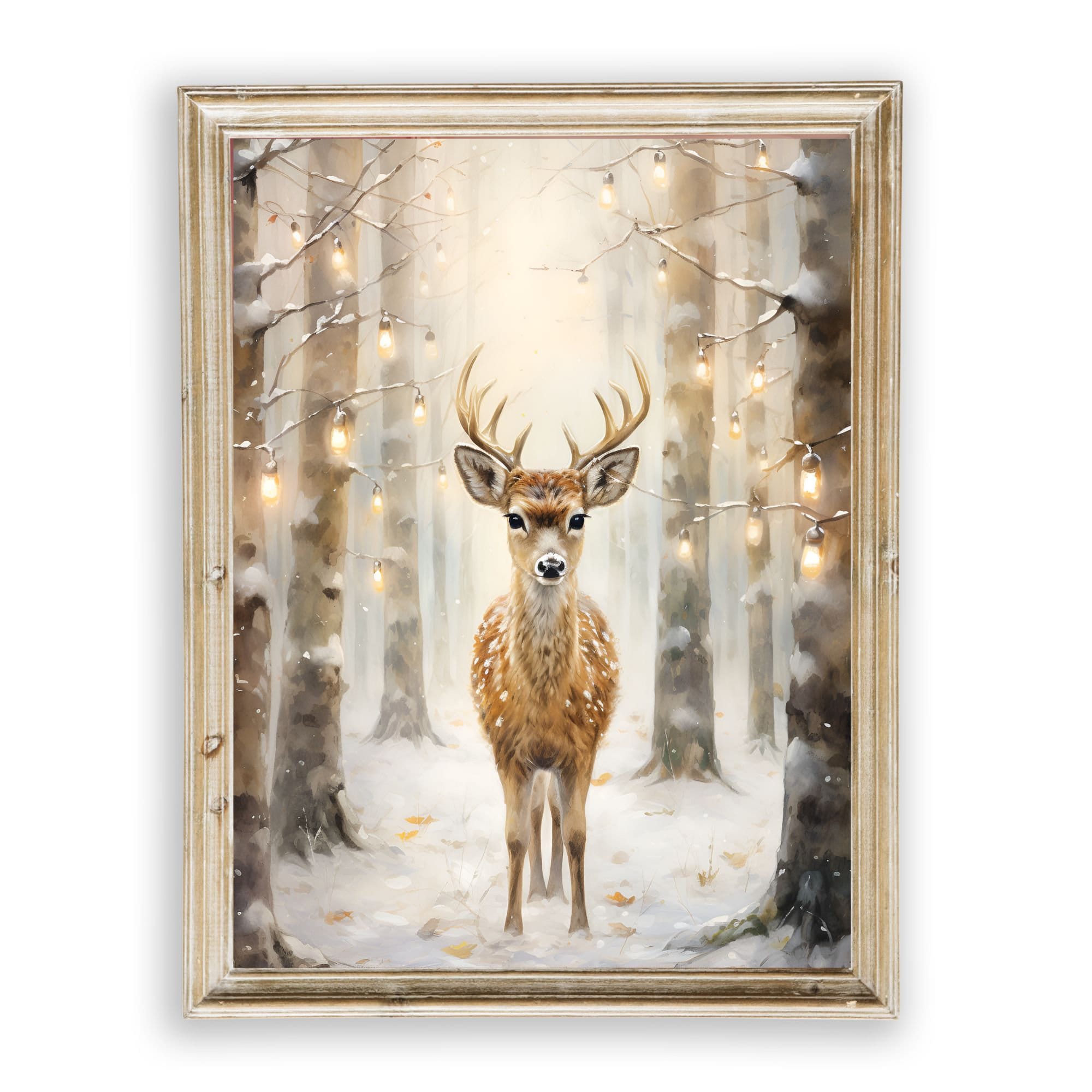 PRINTABLE Reindeer Christmas Wall Art, Watercolor Reindeer Painting