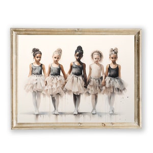 Little Ballerinas Wall Art Print, Pale Watercolor Ballet Dancers Print, Ballet Themed Art, Ballerina Gift, Ballet Present, Girls Room Decor
