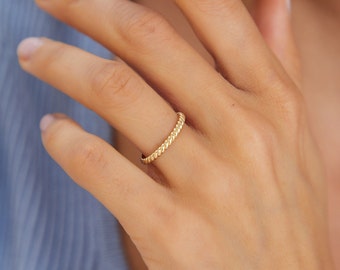 Handcrafted 14K Gold Ring - Customizable Size - Silver and Rose Gold Options - Personalized Gold Band