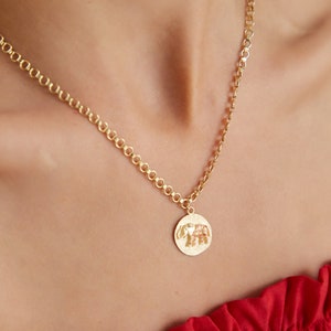 14k Gold Elephant Necklace Minimalist and Birthday Gift image 3