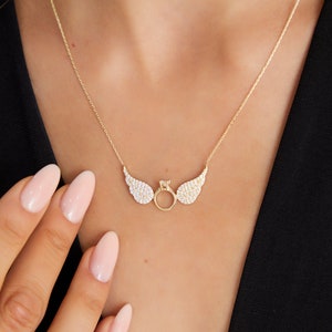 Angel's Favorite Gold Necklace Angelic Symbol Gold Necklace Angel's Peace Gold Necklace image 6