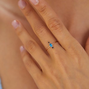 Sozuer Aqua Marine Gold Ring 14K Fantasy Jewelry for Special Occasions Gift for Her image 1