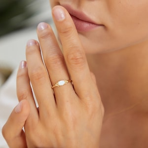 Sozuer 14K Gold Moonstone Engagement Ring Handmade Gift for Her image 5