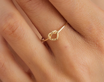 Sozuer Heart Knot Gold Ring - 14K Gold Birthday or Valentine's Gift