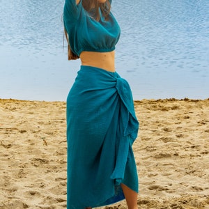 Womens Summer Sarong, Muslin Pareo, Sarong wrap, 100% cotton muslin, beach wrap, 135 x 100 cm