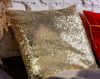 Retro Art Deco Pillow Covers with sequins/ Pillowcase in gold / Pillowcases for pillows in standard, king, flesh, euro-sham and custom sizes