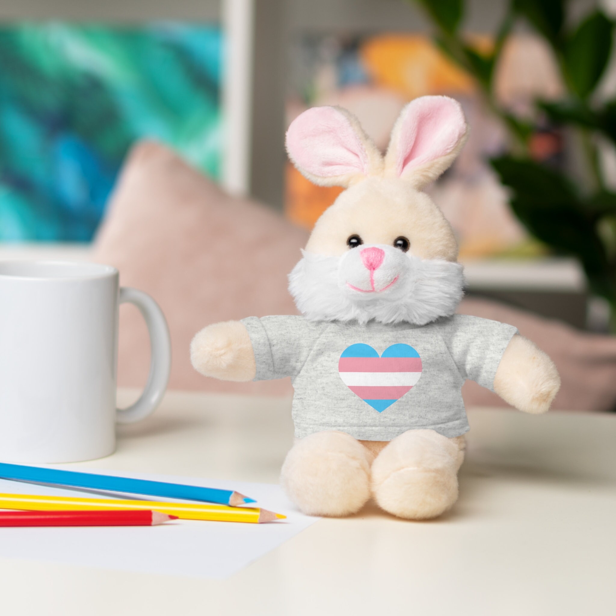 Stuffed Animals With Transgender Flag Tee Etsy