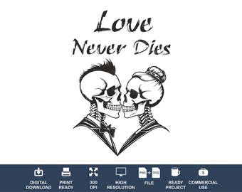 Skull Couple SVG, Gothic Lovers Clipart (Digital Download)