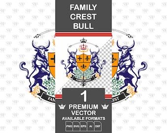 Bull Family Crest SVG Bundle: Heraldic Coat of Arms (Commercial Use)