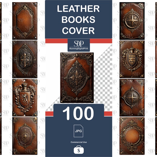 100 Leather Book Covers, Books Clipart Bundle, Old Book Cover, Leather Books Cover ,Leather Old Book Cover,Book Cover PNG,Commercial Use,