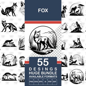 Fox Svg, pacote Fox svg, arquivo vetorial Fox, Fox Png, arquivo de corte Fox, silhueta Fox svg, rosto Fox svg, arquivo Fox Svg para Cricut, clipart Fox