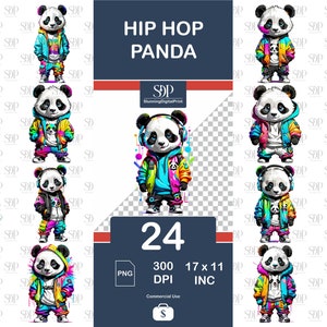 24 Hip Hop Panda, Png Bundle, Panda High Quality Png, Panda Transparent Png, Colorful png, Panda Sublimation, Urban Panda, Commercial Use