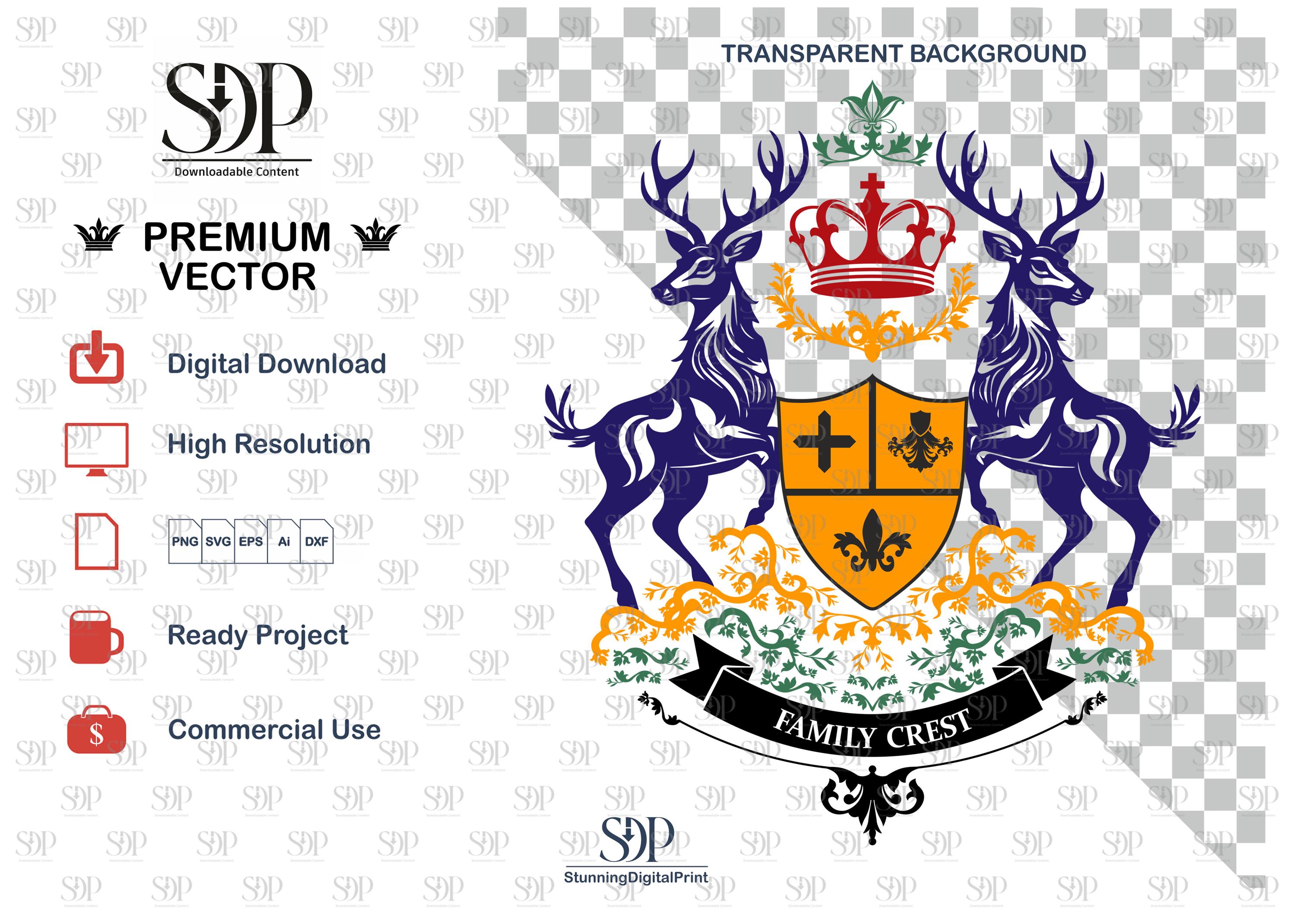 Deer Family Crest SVG Bundle: Heraldic Coat of Arms (commercial Use) - Etsy