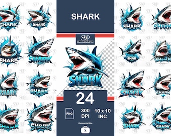 Requin PNG Bundle, clipart haute résolution (usage commercial)