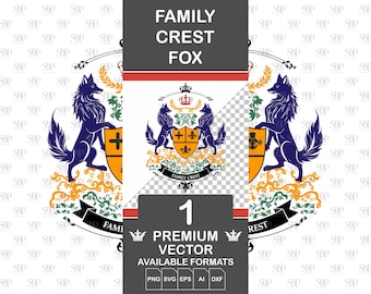 Fox Family Crest SVG Bundle: Heraldic Coat of Arms (Commercial Use)
