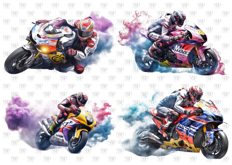 Zestaw clipartów PNG z motocyklami: Wzory sublimacji motocykli (do użytku komercyjnego) zdjęcie 3