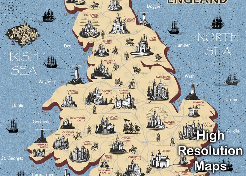 Medieval Castles Map of England & Wales (digital Download) - Etsy