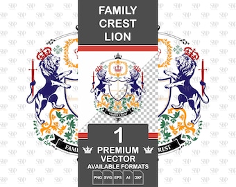 Family Crest Lion SVG Bundle: Heraldic Shield Designs (Commercial Use)