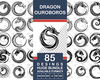 85 Dragon, Ouroboros SVG BUNDLE, Vector File, Dragon Cricut, Vector Dragon, Retro Dragon, Silhouette Dragon, Dragon Svg,Commercial Use,