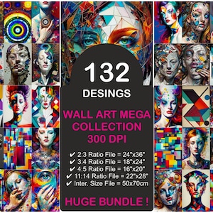 Abstract Wall Art Set of 132 , Mega Bundle ,Prints Gallery Wall Set,Abstract Gallery Art,Wall Collage Set,Printable Wall Art,Mega Bundle