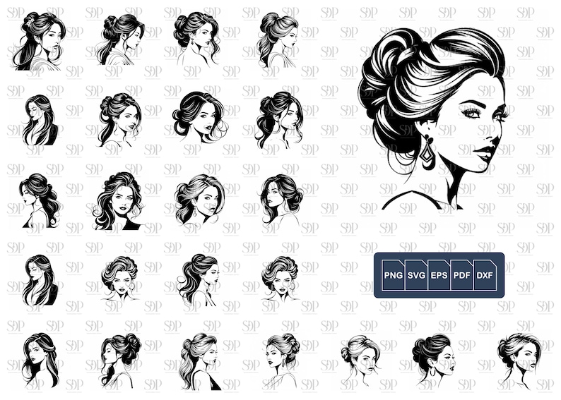 Updo Icon 100 Woman Svg, Vector File, Woman Face Svg,woman Svg,womans Face ...