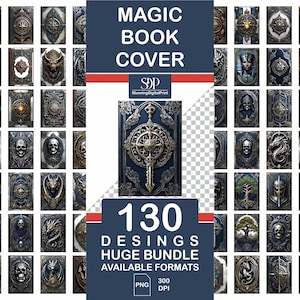 130 copertine di libri magici pacchetto clipart, libro delle streghe, copertina di libri fantasy, vecchio libro di incantesimi, copertina del libro PNG, download digitale, uso commerciale,
