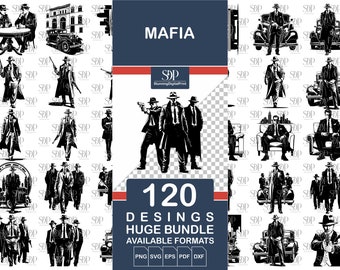 120 Mafia Gangster SVG Bundle, Commercial Use Designs (png, svg, eps, pdf, dxf)