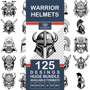125 Warrior Helmets SVG BUNDLE,Vector File,Spartan Warrior Helmets,Warrior Helmets Bundle,Svg,Png, Eps,Pdf,Dxf,Silhouette SVG,Commercial Use
