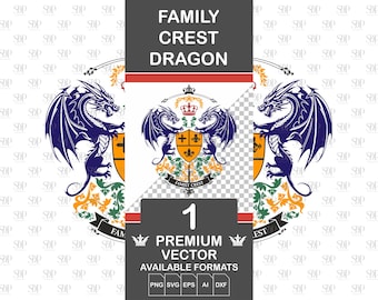 Dragon Family Crest SVG Bundle: Heraldic Coat of Arms (Digital Download)