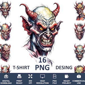 16 Demon Png Bundle,High Quality Png, Transparent Png,Devil Clipart,Fantasy Demon Print,Sublimation PNG, Png for Shirts,Commercial Use