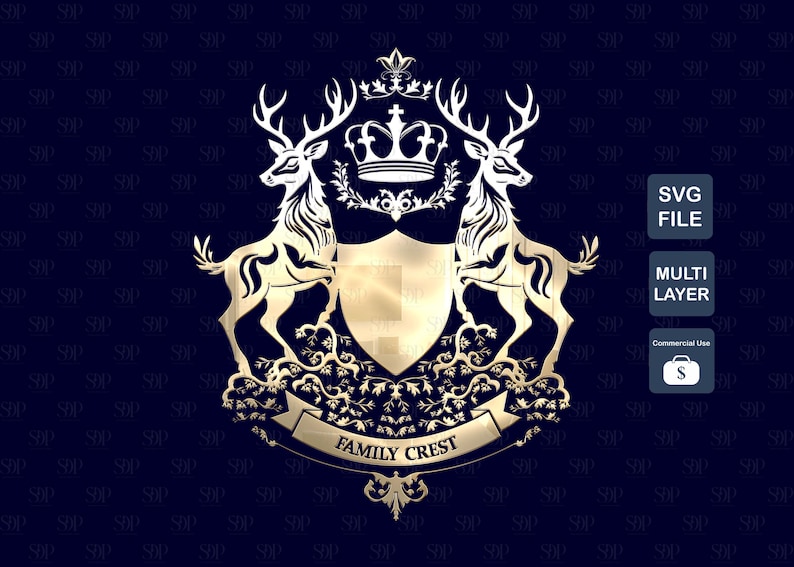 Deer Family Crest SVG Bundle: Heraldic Coat of Arms (commercial Use) - Etsy