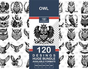 120 Owl Svg Bundle, Owl Png Bundle, Owl Vector File, Owl Svg, Owl Clipart, Owl Silhouette, Owl Cut File, Floral Owl Svg ,Commercial Use