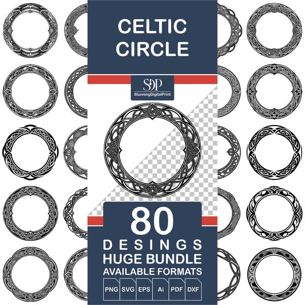 80 Celtic Circle SVG BUNDLE, Viking Circle Svg, Celtic Svg , Circle Frame, Silhouette Svg, Celtic Knot, Viking Pattern Circle,Commercial Use