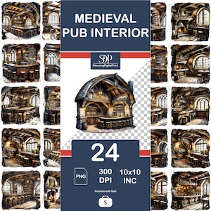 24 Medieval Pub Png Bundle,High Quality Png,Watercolor Medieval Pub ,Transparent Png,Sublimation PNG, Png Wall Art,Commercial Use