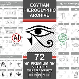 Egyptian Hieroglyphics Alphabet SVG Bundle: Ancient Egypt Symbols ...