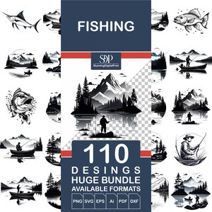 110 pesca SVG, pesca svg BUNDLE, pesca svg cricut, pescador svg, pesca de lubina svg, silueta de pesca, vida de pesca svg, uso comercial