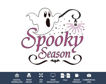 Spooky Season Halloween SVG PNG Bundle (Digital Download)