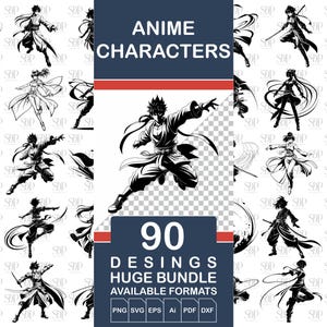 ANIME SVG, Anime Monogramm Bundle, Anime Manga, Anime Tshirt, Anime Vektor, Anime Clipart, Anime Svg Png, Manga Shirt, Anime Charakter Svg