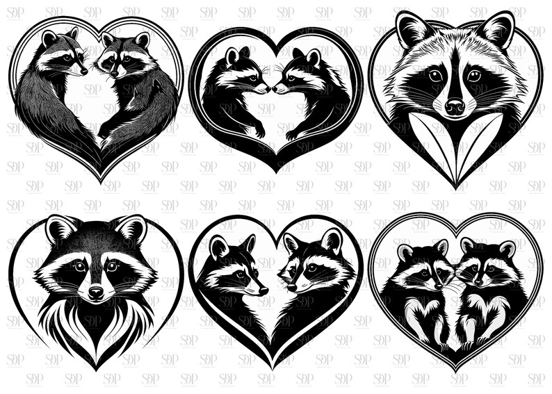 Raccoon Heart SVG Bundle: 45 Designs (digital Download) - Etsy