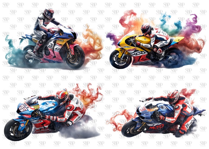 Zestaw clipartów PNG z motocyklami: Wzory sublimacji motocykli (do użytku komercyjnego) zdjęcie 5