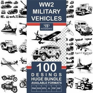 100 Military Vehicles SVG BUNDLE, WW2,Vector File, Military Silhouette, Tank Svg, Aircraft Vector, Ships Vector,Military SVG,Commercial Use,