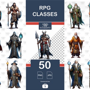Pacote de pacote de 50 caracteres, Png de alta qualidade, Png transparente, Personagem de RPG Png, Personagem de jogo, Arte de parede de personagem de fantasia, Uso comercial