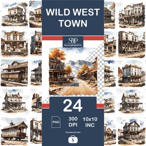 24 Wild West Town Png Bundle,High Quality Png,Watercolor Cowboy Clip Art,Transparent Png,Sublimation PNG, Png Wall Art,Commercial Use